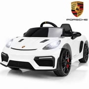 iYofe 12V Licensed Porsche 718 Powered Ride on Car, Toddlers Electric Car with Remote, 4 Wheels Suspension, Ride on Toy for Kids Ages 3-6, White