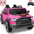 thumbnail image 1 of RAM 1500 24V Powered Ride on Cars for Kids, Extra large Real 2 Seat Ride on Toys with Remote Control, LED Light, MP3 Player, Electric Vehicles Ride on Truck for Boys Girls Gifts, Pink, 1 of 10