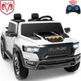 thumbnail image 1 of RAM 1500 24V Powered Ride on Cars for Kids, Extra large Real 2 Seat Ride on Toys with Remote Control, LED Light, MP3 Player, Electric Vehicles Ride on Truck for Boys Girls Gifts, White, 1 of 9