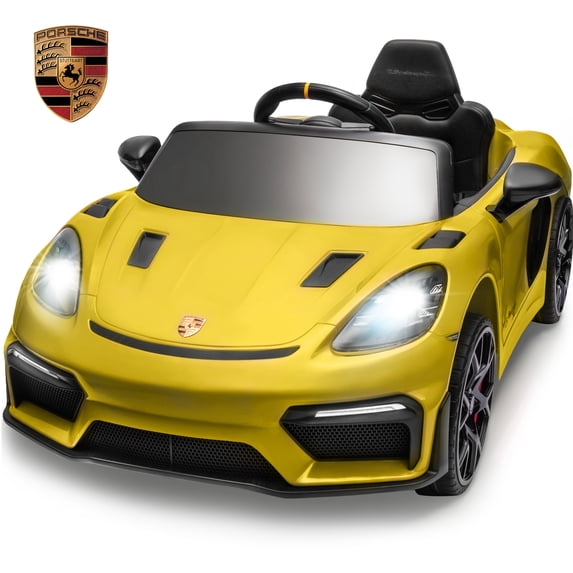 Porsche 718 Ride On Car for Kids, Electric Car for Toddlers with Remote Control, 4 Wheel Suspension, Bluetooth, Music, LED, Safety Belts, Ride on Toys for Toddler 3-6 Yrs Boys Girls Gifts