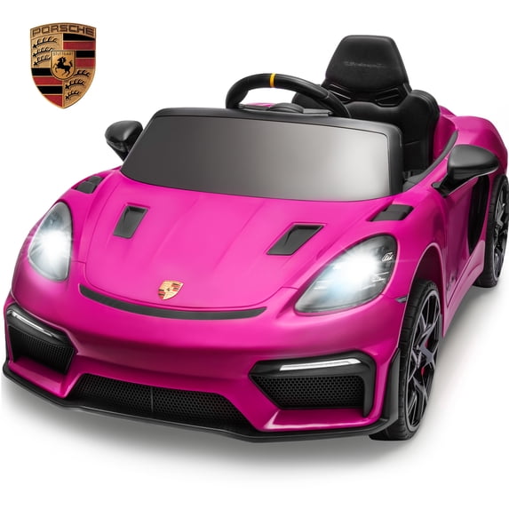 Porsche 718 Ride On Car for Kids, Electric Car for Toddlers with Remote Control, 4 Wheel Suspension, Bluetooth, Music, LED, Safety Belts, Ride on Toys for Toddler 3-6 Yrs Boys Girls Gifts