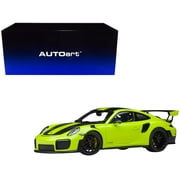 Porsche 911 991.2 GT2 RS Weissach Package Acid Green with Carbon Stripes 1 18 Model Car by Autoart
