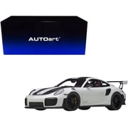 Porsche 911 991.2 GT2 RS Weissach Package White with Carbon Stripes 1 18 Model Car by Autoart