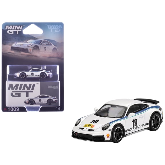Porsche 911 Dakar #19 "Rally 1974" Tribute Livery White with Blue Stripes Limited Edition 1/64 Diecast Model Car by Mini GT