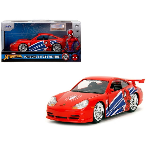 Porsche 911 GT3 RS (996) Red with Graphics "Marvel's Spider-Man" 1/32 Diecast Model Car by Jada