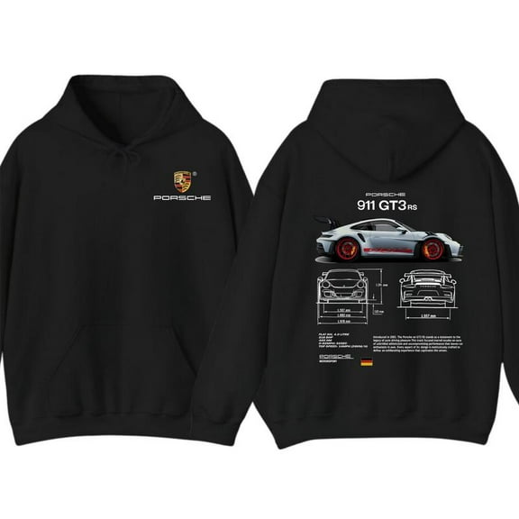 Porsche 911 GT3 RS Aesthetic 2-Sided Hoodie Trending Unisex Car Lover Graphic Tee Automotive Streetwear Oversized Fit, TP536