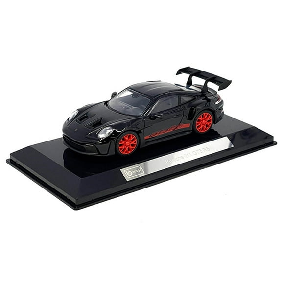 Porsche 911 GT3 RS Black with Red Stripes and Wheels "Race" Series 1/43 Diecast Model Car by Bburago