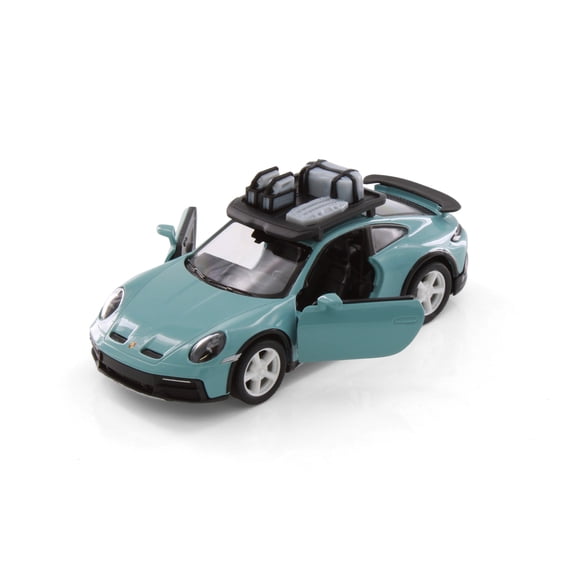 Porsche 911 Rallye w/Roof Rack, Light Blue - Kinsmart 5481D - 1/36 Scale Diecast Model Car