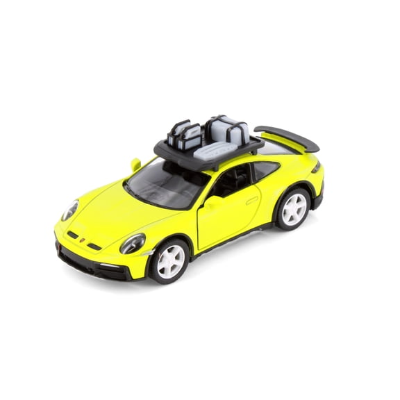 Porsche 911 Rallye w/Roof Rack, Yellow - Kinsmart 5481D - 1/36 Scale Diecast Model Car