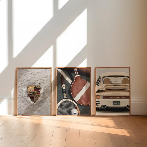 Porsche 911 & Tennis Wall Art Print Set Set 3 Unframed Paper Print 8x12