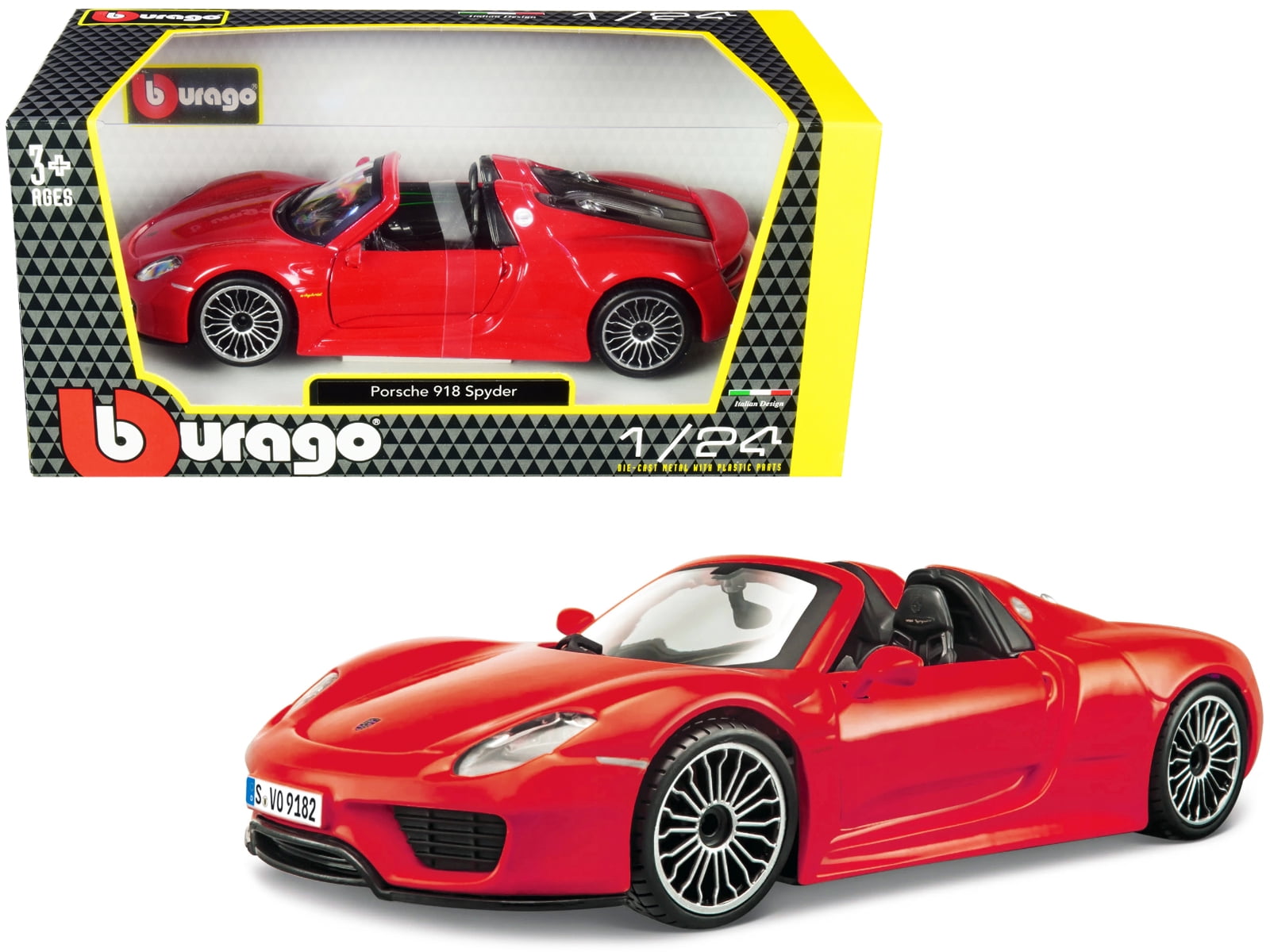 Porsche 918 Spyder Convertible Red 1/24 Diecast Model Car by
