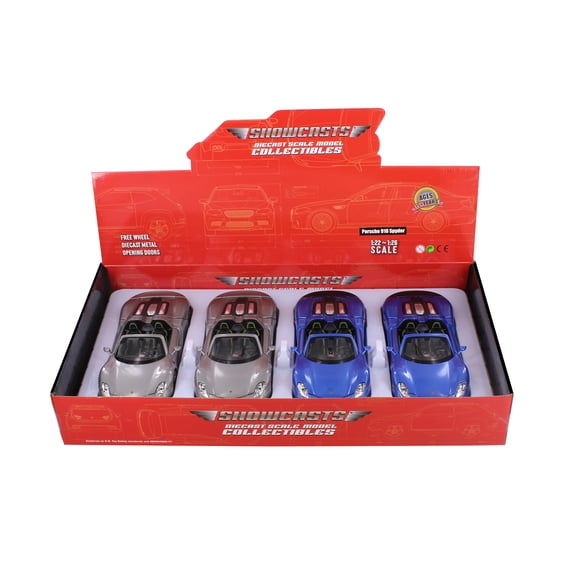 Porsche 918 Spyder, Gray & Blue - Showcasts 68243D - 1/24 Scale Set of 4 Diecast Model Cars