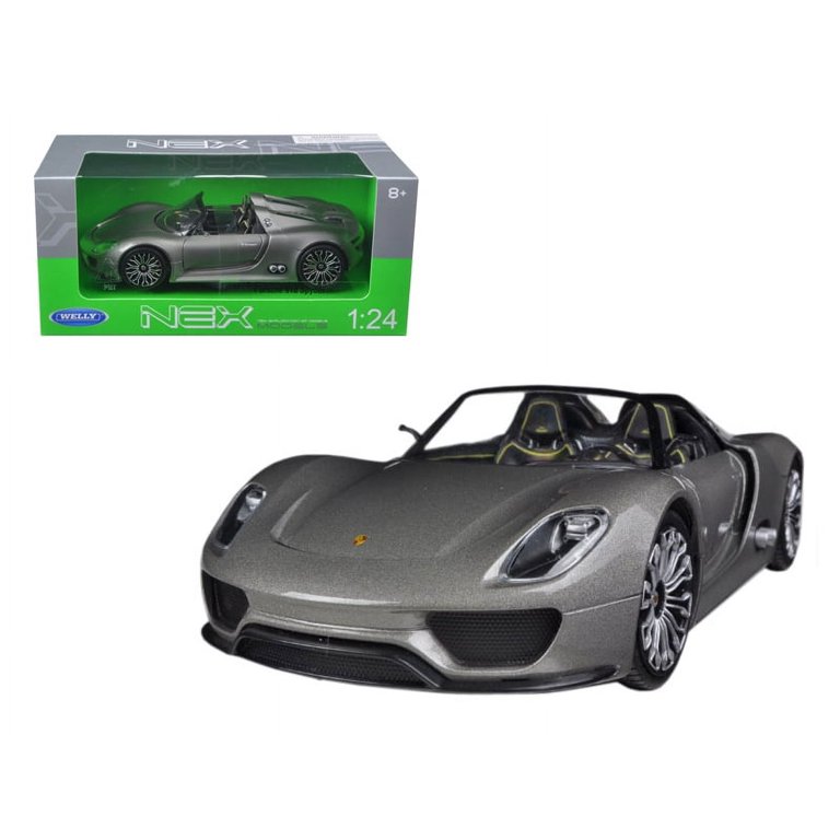 Porsche 918 Spyder Grey Open Roof 1/24 Diecast Model Car by