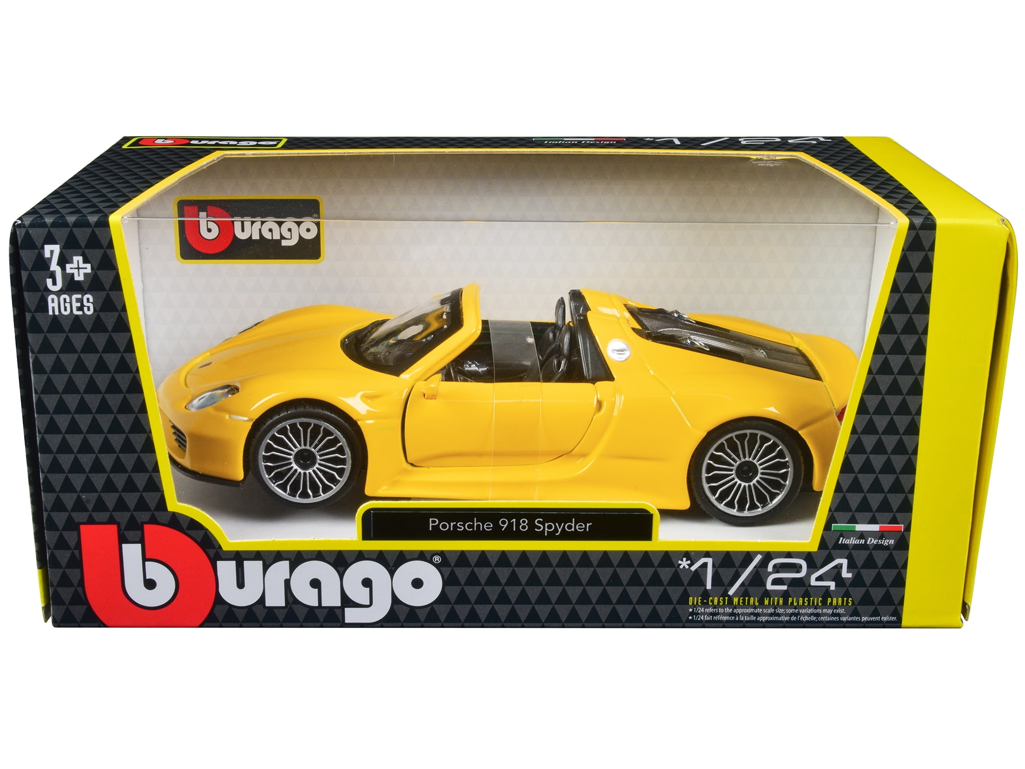 有名ブランド Porsche 918 Spyder Yellow 1/24 Diecast Model Car by Bburago ミニカー