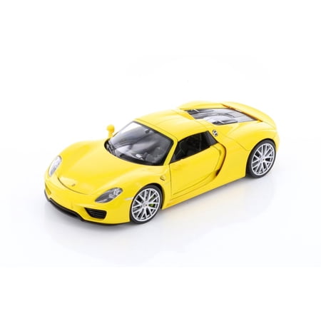 Porsche 918 Spyder, Yellow - Welly 24055HWYL - 1/24 scale Diecast Model Toy Car