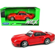 Porsche 959 Red with Silver Wheels NEX Models 1/24 Diecast Model Car by Welly