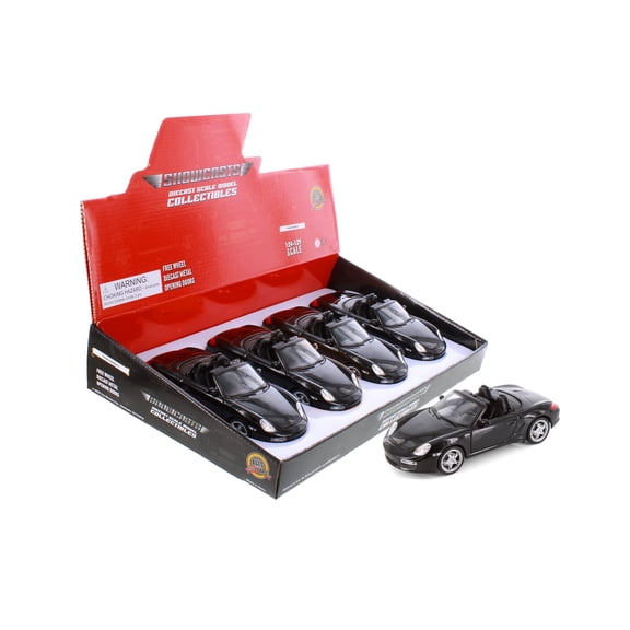 Porsche Boxster S Open Convertible, Black - Showcasts 22479C/4D - 1/24 Scale Diecast Model Car