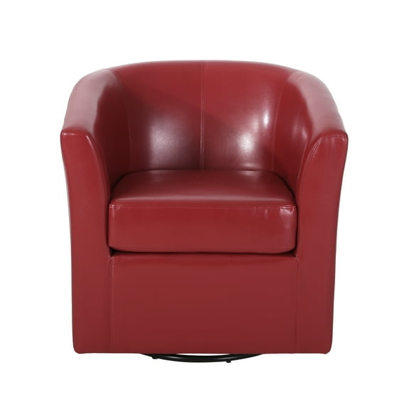 Porsche Indoor Red Faux Leather Swivel Club Chair