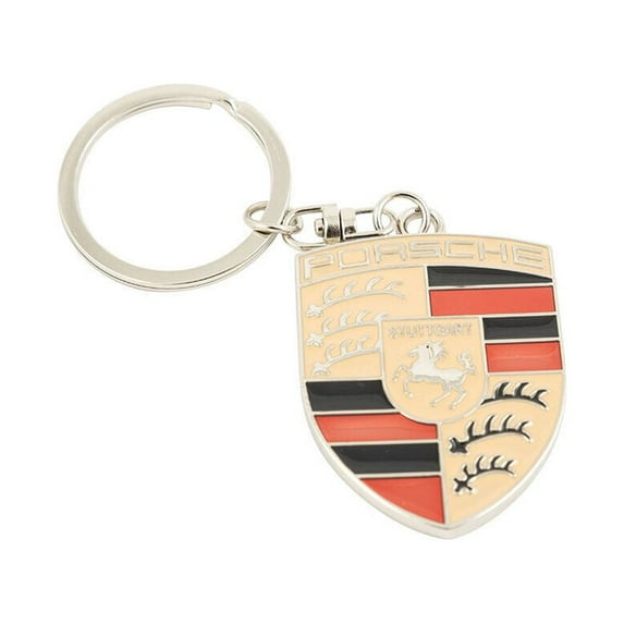 Porsche-Inspired 3D Chrome Metal Car Logo Emblem Keychain Key Ring Accessories