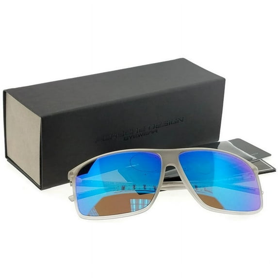 Porsche P8594-B-V712 Rectangular Men's Grey Frame Blue Lens Genuine Sunglasses