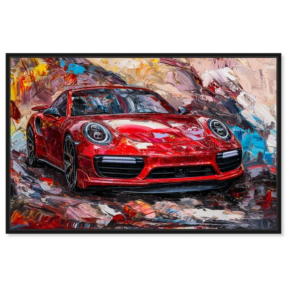 Porsche Pulse Canvas Lux Car Paintings by Art Remedy, Black Frame, 15" x 10"