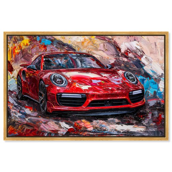 Porsche Pulse Canvas Lux Car Paintings by Art Remedy, Gold Frame, 45" x 30"