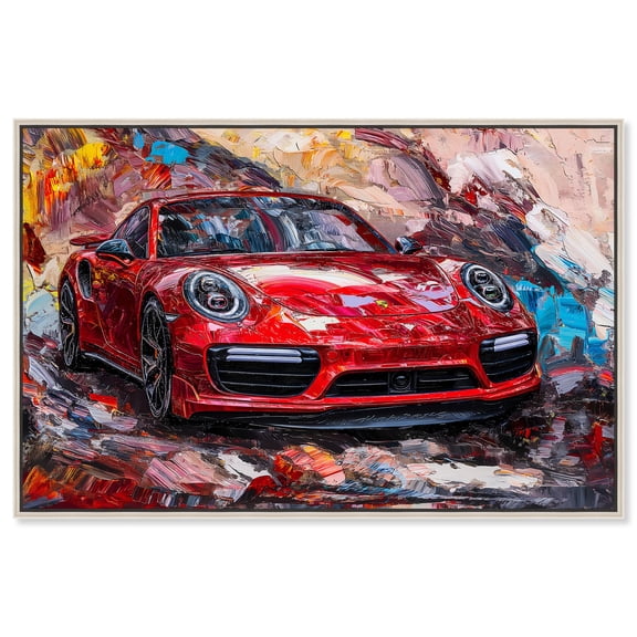 Porsche Pulse Canvas Lux Car Paintings by Art Remedy, Silver Frame, 15" x 10"