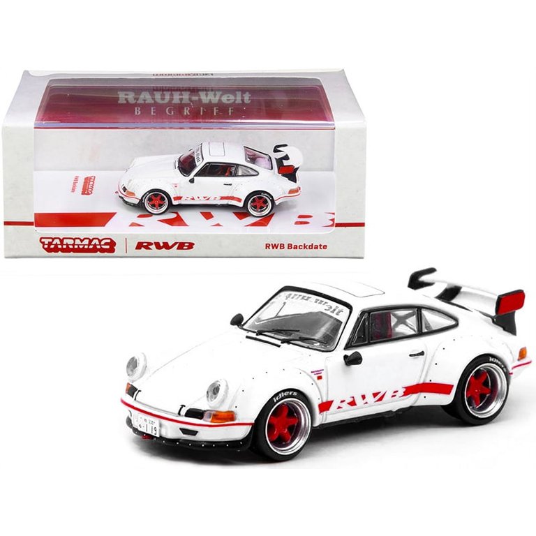 Porsche RWB Backdate White with Red Stripes 1/64 Diecast