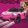 thumbnail image 1 of Porsche Ride on Cars 12V Battery Powered, Kids Ride On Cars With Remote Control, 3 Speeds, Music Player, LED Lights, Kids Ride On Toys for Girls & Boys, Pink, 1 of 10