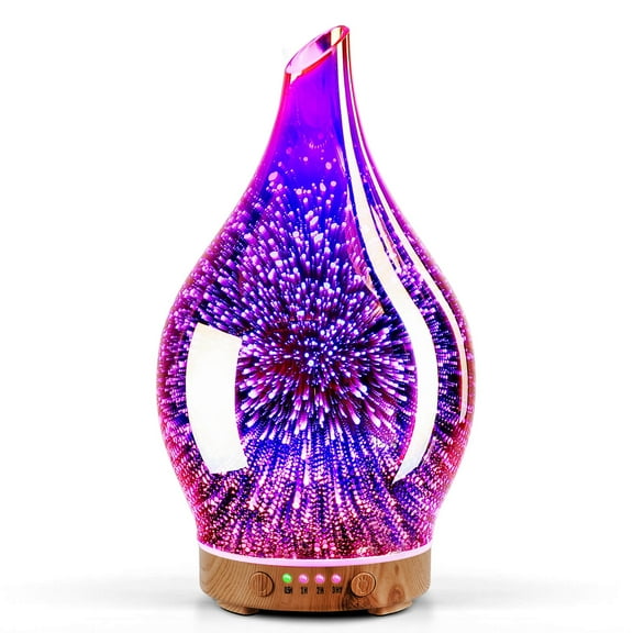 Porseme 150ml Essential Oil Diffuser Rosegold,3D Firework Glass Aromatherapy Ultrasonic Humidifier, Auto Shut-Off, Timer Setting,Premium Gift for home