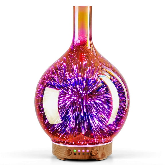 Porseme 150ml Rose Gold Essential Oil Diffuser 3D Glass Aromatherapy Ultrasonic Humidifier, Waterless Auto-Off, Timer Setting, BPA Free, Air Refresh for Family Office