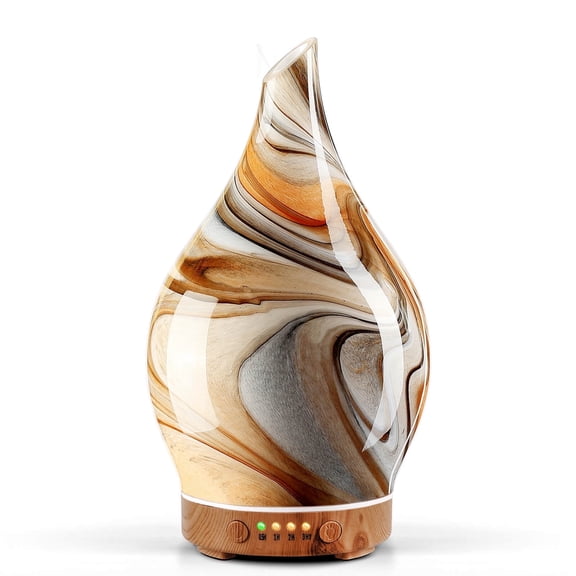 Porseme 150ml Deep Desert Essential Oil Diffuser Glass Color Changing Aroma Air Diffusers Aromatherapy Ultrasonic Cool Mist Humidifier 4 Running Hours Waterless Auto-Off for Sleeping, Yoga