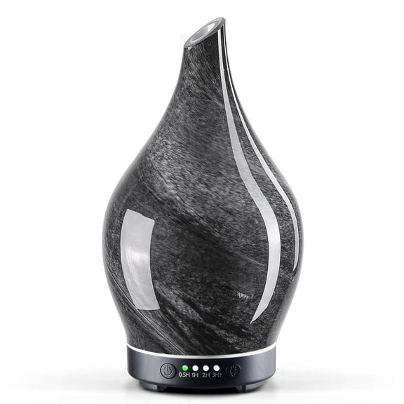Porseme 150ml Essential Oil Diffuser Glass Color Changing Aroma Air Diffusers Aromatherapy Ultrasonic Cool Mist Humidifier 6 Running Hours Waterless Auto-Off for Sleeping Yoga Office Spa (Obsidian)
