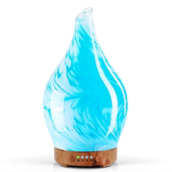 Porseme 150ml Essential Oil Diffuser, Glass Color Changing Aroma Air Diffusers,Aromatherapy Ultrasonic Cool Mist Humidifier, Waterless Auto-Off for Home( Blue Wave )