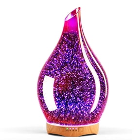 Porseme 280ml Essential Oil Diffuser, 3D Glass Aromatherapy Diffuser, Ultrasonic Cool Mist Room Humidifier with Timer (Rosegold)