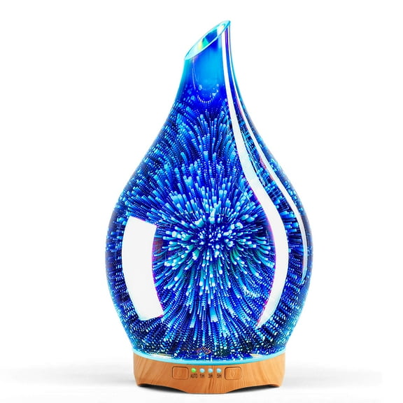 Porseme 280ml Essential Oil Diffuser,3D Glass Aromatherapy Ultrasonic Humidifier, Waterless Auto Shut-Off, Timer Setting, BPA Free for Family,Office,Home