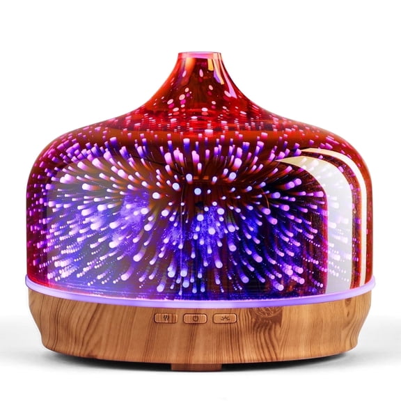 Porseme 500ml Essential Oil Diffuser Rosegold 3D Glass Aromatherapy Ultrasonic Humidifier Waterless- Auto Shut-Off, Timer Setting, BPA Free for Home
