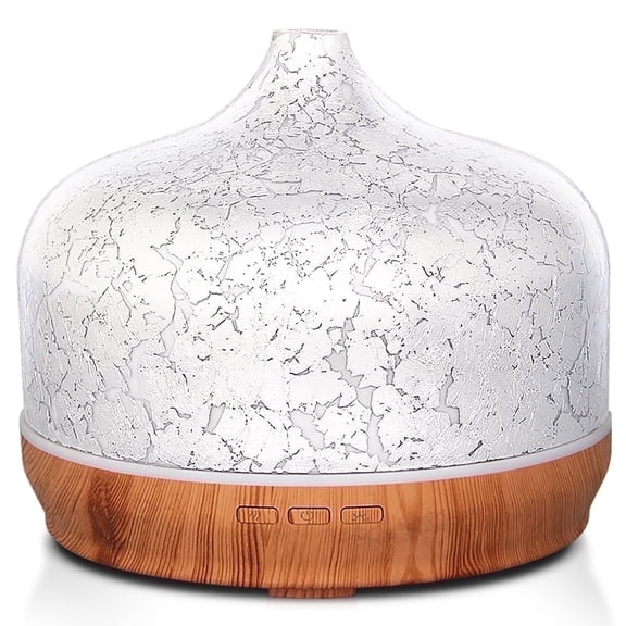 Porseme 500ml Essential Oil Diffuser Silver Plated Glass Aromatherapy Ultrasonic Humidifier - Auto Shut-Off, Timer Setting, BPA Free for Home Hotel Yoga SPA,Christmas Gift