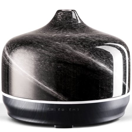 Porseme 500ml Glass Essential Oil Diffuser Aromatherapy Ultrasonic Cool Mist Humidifier 15-21 Running Hours Waterless Auto-Off Air Diffusers for Sleeping Yoga Office Working Spa and Rest (Obsidian)