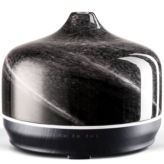 Porseme 500ml Glass Essential Oil Diffuser Aromatherapy Ultrasonic Cool Mist Humidifier 15-21 Running Hours Waterless Auto-Off Air Diffusers for Sleeping Yoga Office Working Spa and Rest (Obsidian)