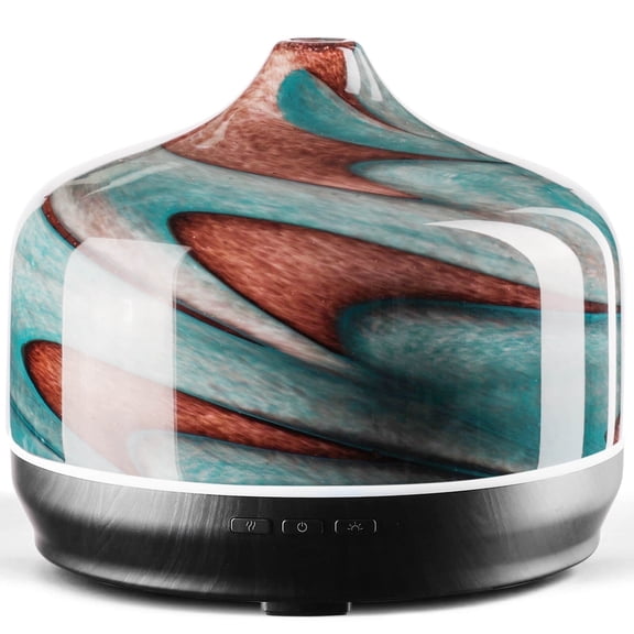 Porseme 500ml Glass Essential Oil Diffuser Aromatherapy Ultrasonic Cool Mist Humidifier 15-21 Running Hours Waterless Auto-Off Air Diffusers for Sleeping Yoga Office Working Spa and Rest (Teal Green)