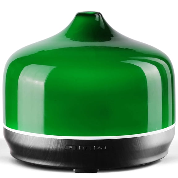 Porseme 500ml Glass Essential Oil Diffuser Aromatherapy Ultrasonic Cool Mist Humidifier 15-21 Running Hours Waterless Auto-Off Air Diffusers for Sleeping Yoga Office Working Spa and Rest (Hulk Green)