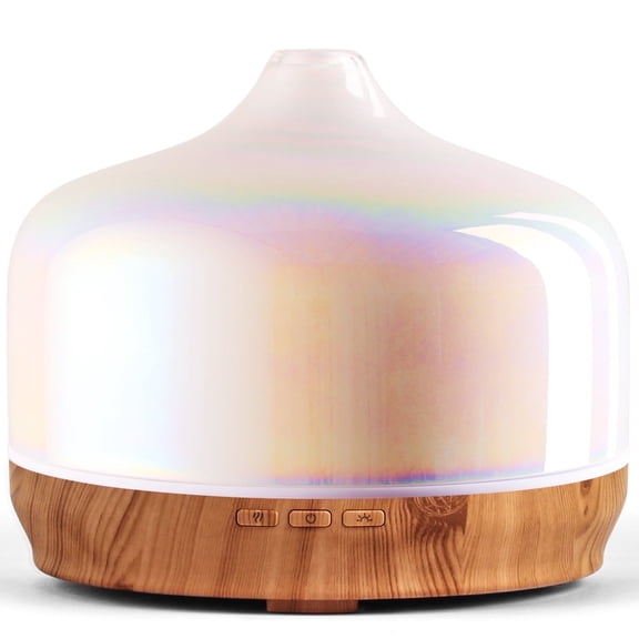 Porseme 500ml Glass Essential Oil Diffuser Aromatherapy Ultrasonic Cool Mist Humidifier 15-21 Running Hours Waterless Auto-Off Air Diffusers for Sleeping Yoga Office Working Spa and Rest (White Jade)