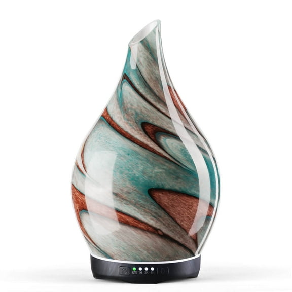 Porseme Essential Oil Diffuser Glass,280ml Scented Oil Diffuser Relaxing Aromatherapy, Quiet Ultrasonic Cool Mist Humidifier, 7 Changing Color Lights Aroma Dispenser with Timer for Home (Teal Green)
