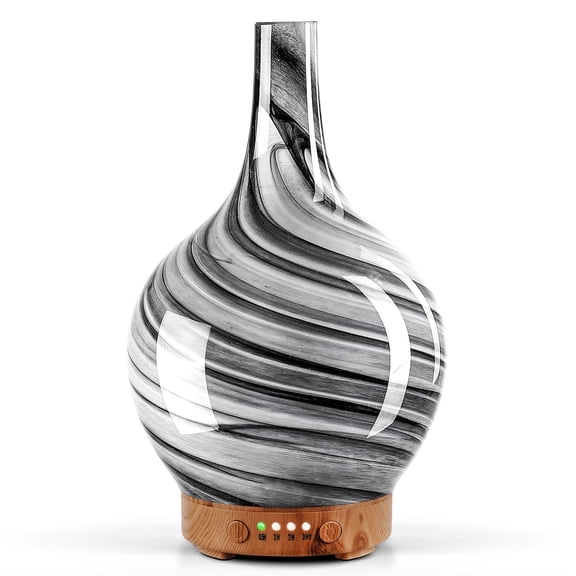 Porseme Ink 150ml Essential Oil Diffuser Glass Color Changing Aroma Air Diffusers Aromatherapy Ultrasonic Cool Mist Humidifier 4 Running Hours Waterless Auto-Off for Sleeping