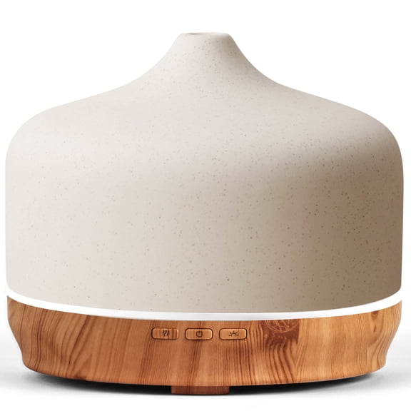 Porseme Large Oil Diffusers 500ml,Ceramics Ultrasonic Essential Oil Diffuser,7 Colors Changing Humidifier,Whisper Cool Mist Aromatherapy Diffuser,Waterless Auto-off Air Freshener for HomeWhite