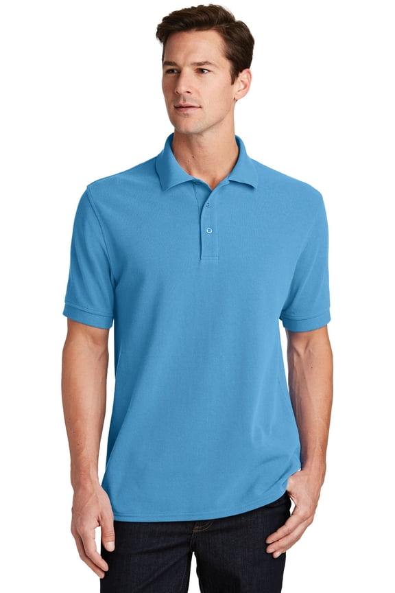 Port 1190881 Ring Spun Pique Polo Shirt, Aquatic Blue - Extra Small