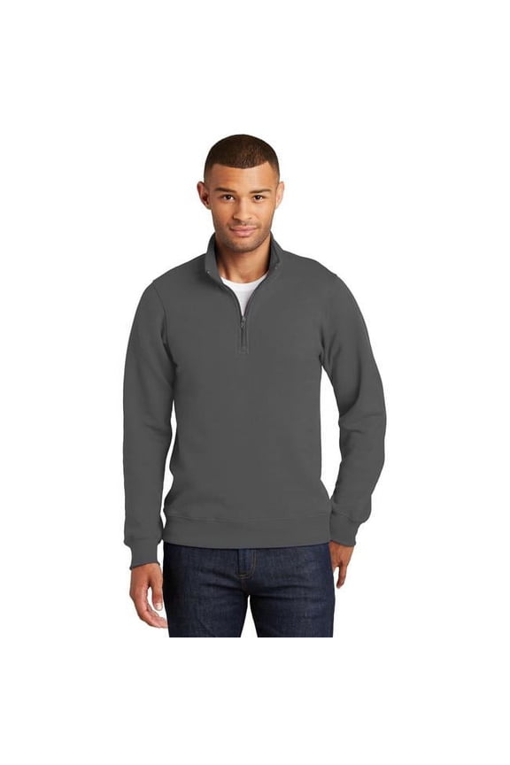 Port 1228662 Fan Favorite Fleece 1 by 4-Zip Pullover Sweatshirt, Charcoal - Small