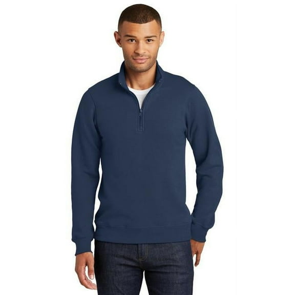 Port 1228705 Fan Favorite Fleece 1 by 4-Zip Pullover Sweatshirt, Team Navy - Extra Large