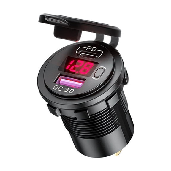 Port 12V USB Car Fast Charger Socket with Digital LED Voltmeter Display for Quick QC30 Power